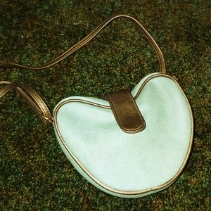 mini light blue leather heart purse